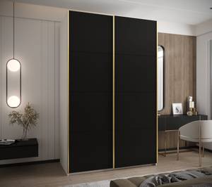 Armoire Lux 1 Noir - Doré - Blanc - Largeur : 160 cm