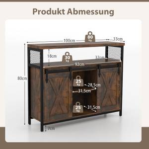 Kaffeebarschrank VH33504ORDE Braun - Holzwerkstoff - 33 x 80 x 100 cm