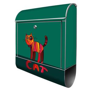 Briefkasten Stahl Orange Katze Grau - Metall - 38 x 46 x 13 cm