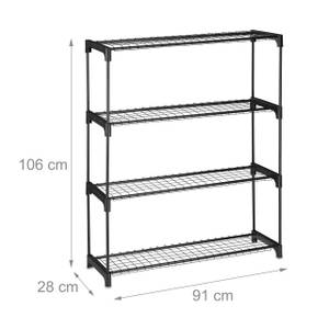 Pflanzenregal mit 4 Ablagen Schwarz - Metall - Kunststoff - 91 x 106 x 28 cm