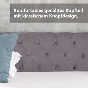 Polsterbett Phoebe Ⅱ Grau - Holzwerkstoff - Metall - Massivholz - Textil - Holzart/Dekor - 181 x 74 x 207 cm