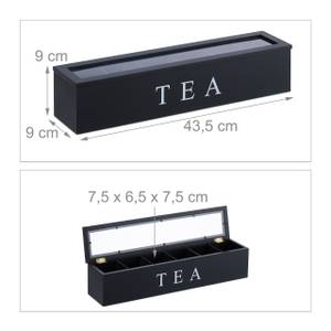 Bambus Teebox mit 6 Fächern Schwarz - Weiß - Bambus - Kunststoff - 44 x 9 x 9 cm