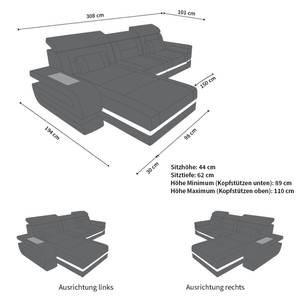 Ecksofa Bologna Schwarz - Weiß