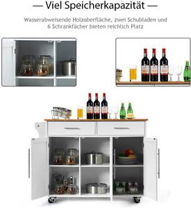 Küchenwagen Servierwagen Weiß - Holzwerkstoff - 46 x 92 x 122 cm