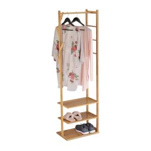 Kleiderständer Bambus mit 3 Ablagen Braun - Bambus - Holzwerkstoff - 49 x 164 x 28 cm
