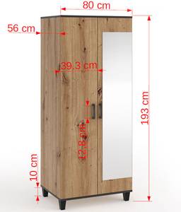 Kleiderschrank POLA Braun - Holzwerkstoff - 80 x 193 x 56 cm