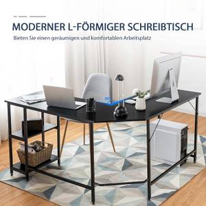 L-förmiger Schreibtisch Schwarz - Holzwerkstoff - Metall - 138 x 75 x 138 cm