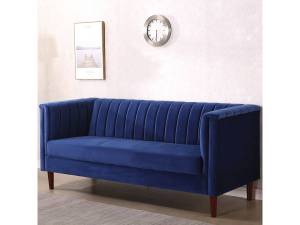 Sofa aus dunkelblauem Samt "Ellison" - 1 Blau - Textil - 76 x 82 x 196 cm