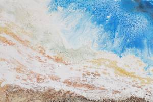 Bild handgemalt Zwischen See und Land Blau - Braun - Massivholz - Textil - 120 x 60 x 4 cm