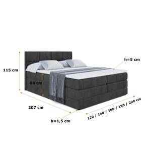 Boxspringbett ARDENI KING Schwarz - Breite: 180 cm