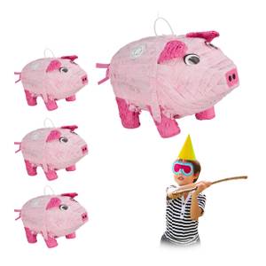 4 x Pinata Schwein 4er Set