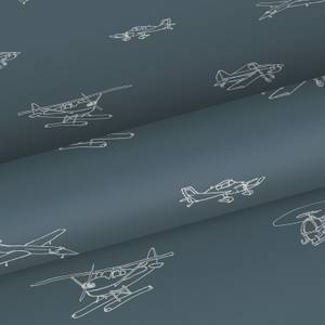 papier peint avions et hélicoptères bleu gris