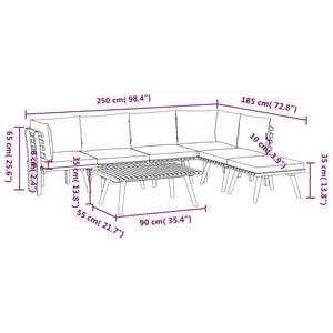 Ensemble de salon de jardin Marron - Bois massif - Bois/Imitation - 55 x 35 x 90 cm