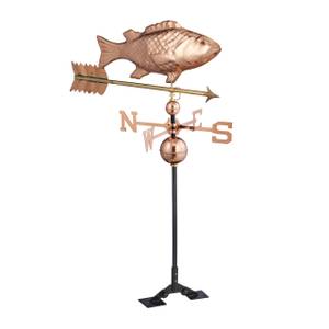 Wetterfahne Fisch Schwarz - Gold - Metall - 83 x 105 x 46 cm