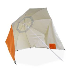 Sonnenschirm Strandmuschel orange Orange - Silber - Weiß - Metall - Kunststoff - Textil - 175 x 210 x 175 cm