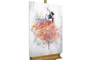 Tableau peint à la main Dance of Passion Gris - Bois massif - Textile - 60 x 90 x 4 cm