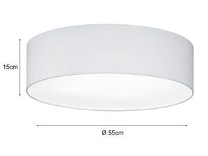 LED Deckenleuchte dimmbar rund Weiß groß Weiß - Kunststoff - Textil - 55 x 15 x 55 cm