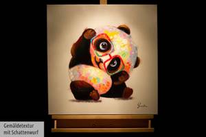 Acrylbild handgemalt Hipster Panda Massivholz - Textil - 60 x 60 x 4 cm