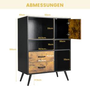 Bücherschrank mit Einzeltür, Standregal Braun - Holzwerkstoff - 40 x 106 x 80 cm