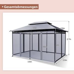 Gartenpavillon Grau - Metall - 290 x 270 x 390 cm