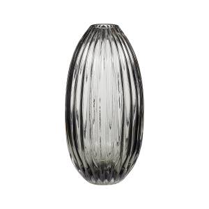 Vase Ripple Grau - Glas - 15 x 30 x 15 cm