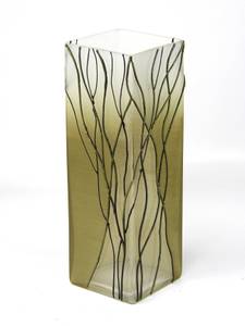 Handbemalte Glasvase Grün - Glas - 10 x 30 x 10 cm