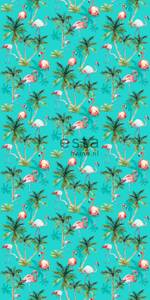 XXL-Vliestapete Flamingos 158609 Türkis - Naturfaser - Textil - 50 x 900 x 900 cm