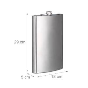 Flachmann XXL 1,8l aus Edelstahl Silber - Metall - 18 x 29 x 5 cm