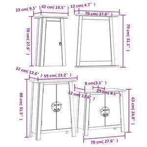 Badmöbel Set 3223463 (4-teilig) Braun - Massivholz - Holzart/Dekor - 70 x 63 x 32 cm