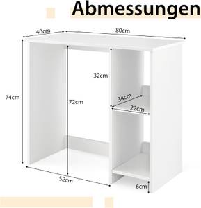 Computertisch mit 2 Fächern Weiß - Holzwerkstoff - 40 x 74 x 80 cm