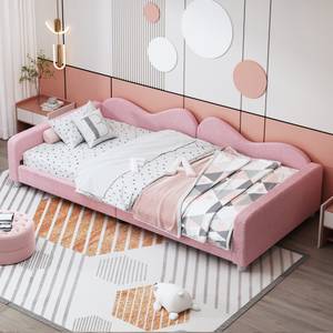 Polsterbett Aether Ⅲ Pink - Holzwerkstoff - Metall - Massivholz - Textil - Holzart/Dekor - 95 x 42 x 215 cm