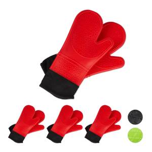 4x paires de gants pour four rouges Noir - Rouge - Matière plastique - Textile - 19 x 37 x 2 cm