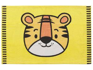 Tapis enfant RANCHI Noir - Orange - Blanc - Jaune - Fibres naturelles - 60 x 60 x 90 cm