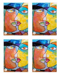 Acrylbild handgemalt Face to Face Massivholz - Textil - 75 x 100 x 4 cm