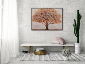 Acrylbild handgemalt Baum der Erinnerung Orange - Rot - Massivholz - Textil - 100 x 70 x 4 cm