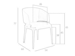 Stuhl aus Kunstleder und Walnussholz Grau - Kunstleder - Textil - 57 x 76 x 58 cm