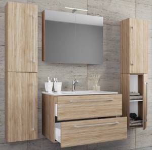Table de toilette Badinos Marron - Imitation chêne de Sonoma - Largeur : 126 cm