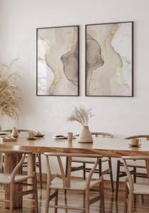 Beige Aquarell Poster Set Papier - 70 x 50 x 70 cm