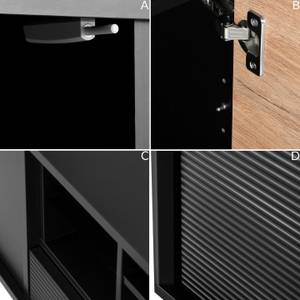 LOFTY TV-Lowboard Weineinlage Schwarz - Eiche Dekor