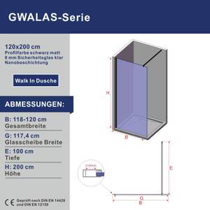 Walkin Dusche Duschabtrennung schwarz Schwarz