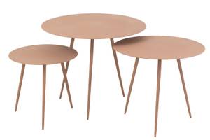 Set de trois tables gigognes vieux Rose foncé - Métal - 56 x 45 x 56 cm