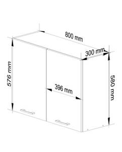 Meuble de Cuisine haut OLIWIA 80 Gris minéral - Blanc