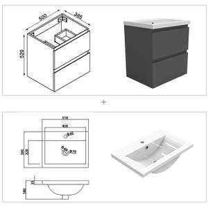 Waschtisch Set 224 Badmöbel Anthrazit - 50 x 39 cm