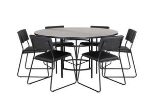 Essgruppe Copenhagen (7-teilig) Braun - Massivholz - 140 x 74 x 140 cm