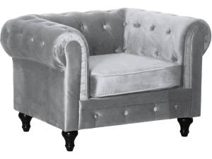 Sessel Chesterfield aus Samt  "Aliza" - Grau