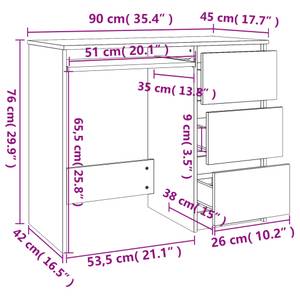 Schreibtisch Schwarz - Holzwerkstoff - Massivholz - 90 x 76 x 90 cm
