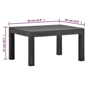 Garten-Lounge-Set Grau - Kunststoff - Polyrattan - 65 x 76 x 181 cm