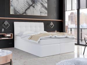 Boxspringbett mit Topper BELIZE Glas Weiß - Breite: 200 cm - H4