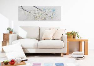 Acrylbild handgemalt Frühlingsbeginn Weiß - Massivholz - Textil - 150 x 50 x 4 cm
