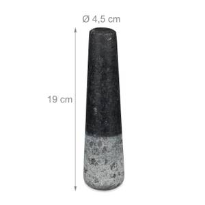 Granit Mörser mit Stößel 20 cm Schwarz - Grau - Stein - 20 x 12 x 20 cm